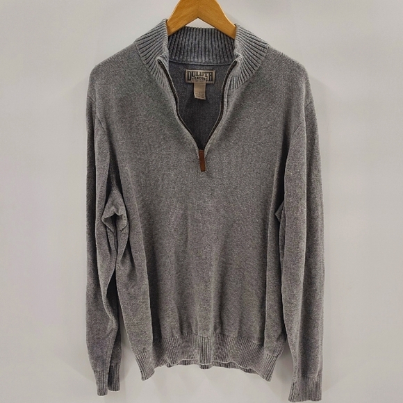 Duluth Trading Co Gray Pullover Quarter Zip Sweater Size Large Long Sleeve - Picture 1 of 5